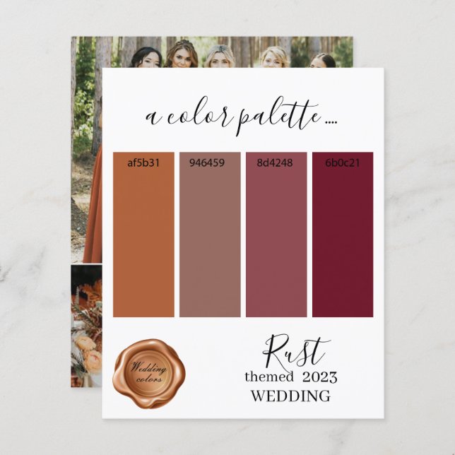 Rust Wedding colours Palette Card 2023 (Front/Back)