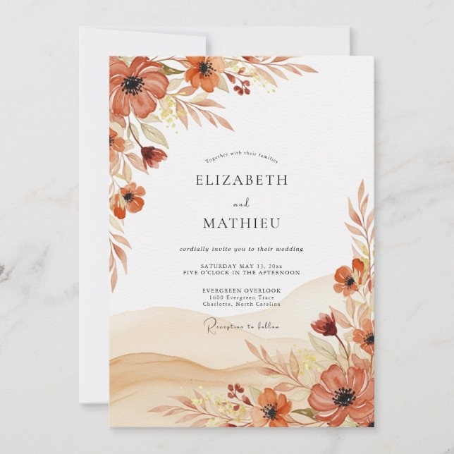 Rust Whimsical Autumnal Wedding Invitation (Front)