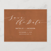 Rust + white elegant wedding save the date