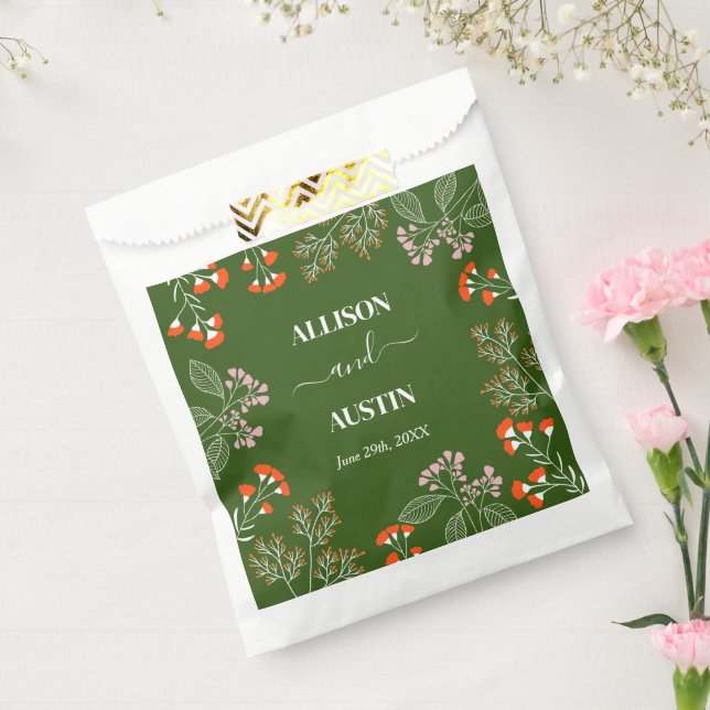 Rust Wildflower Botanical Garden Wedding Gift Favour Bag (Sealed)