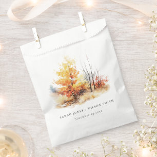 Rust Yellow Autumn Fall Landscape Plaid Wedding Favour Bag