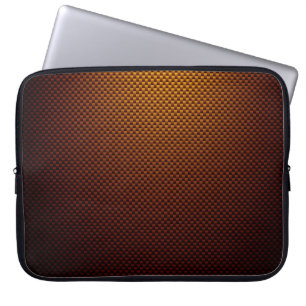 Rust yellow black carbon fibre patterned laptop sleeve