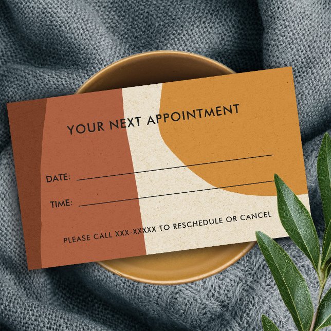 RUST YELLOW MODERN KRAFT ABSTRACT ART APPOINTMENT BUSINESS CARD (Creator Uploaded)
