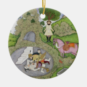 Rustam killing the White Demon, illustration from Ceramic Ornament
