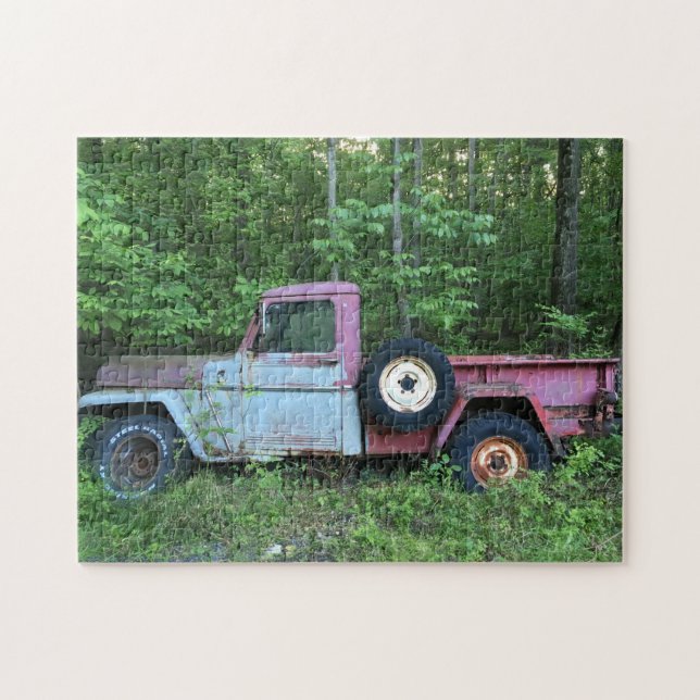 Rusted Antique Pickup Truck in the Woods Jigsaw Puzzle (Horizontal)