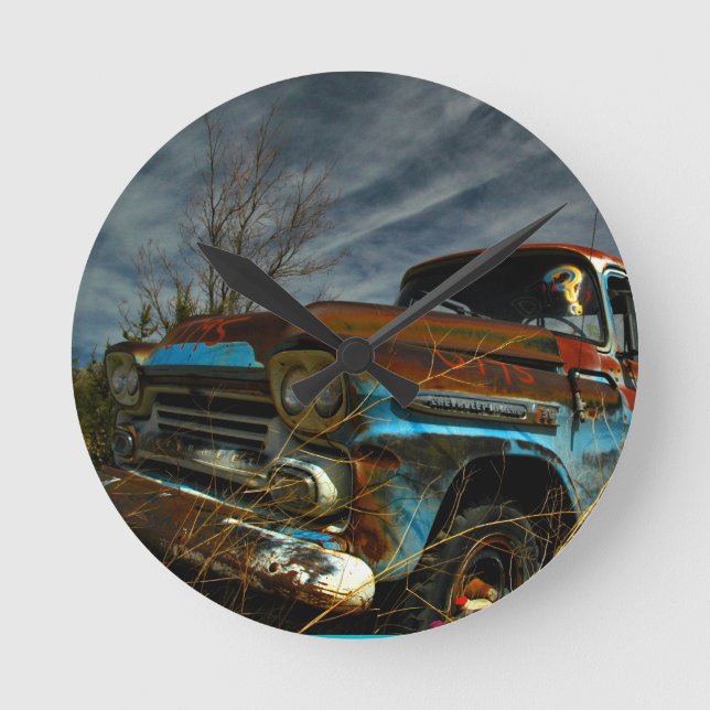 Rusted Apache Round Clock (Front)