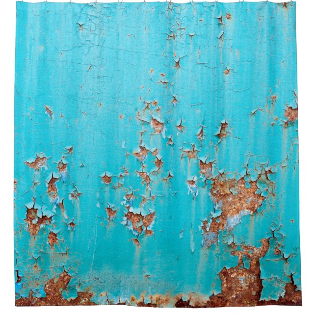 Rusted blue painted metal wall. Detailed photo tex (Front)