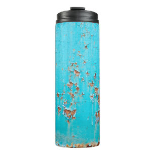 Rusted blue painted metal wall. Detailed photo tex Thermal Tumbler