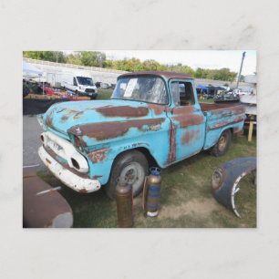 Rusted Blue Truck Postcard