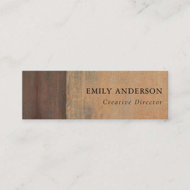 RUSTED CORROSIVE GRUNGE ORANGE METAL TEXTURED MINI BUSINESS CARD (Front)