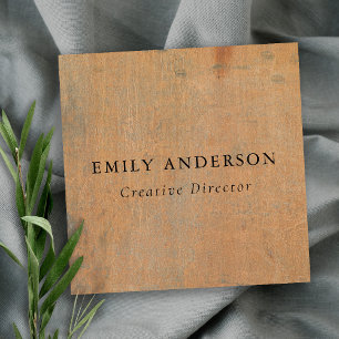 RUSTED CORROSIVE GRUNGE ORANGE METAL TEXTURED SQUARE BUSINESS CARD