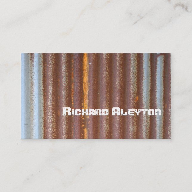 Rusted corrugated corroded metal, texture custom business card (Front)