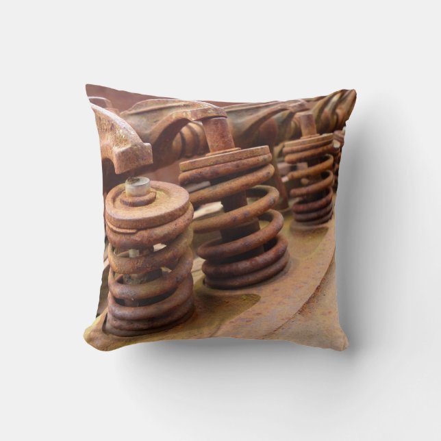 Rusted Engine Parts Manly Automotive Theme Throw Pillow (Front)