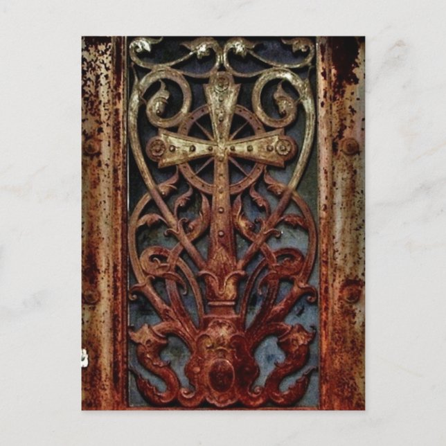 Rusted gothic crypt door postcard (Front)