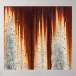 Rusted Grunge Wall: Textured Sagging Poster