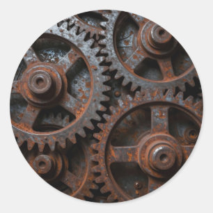 Rusted Industrial Mechanism Classic Round Sticker