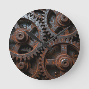 Rusted Industrial Mechanism Round Clock
