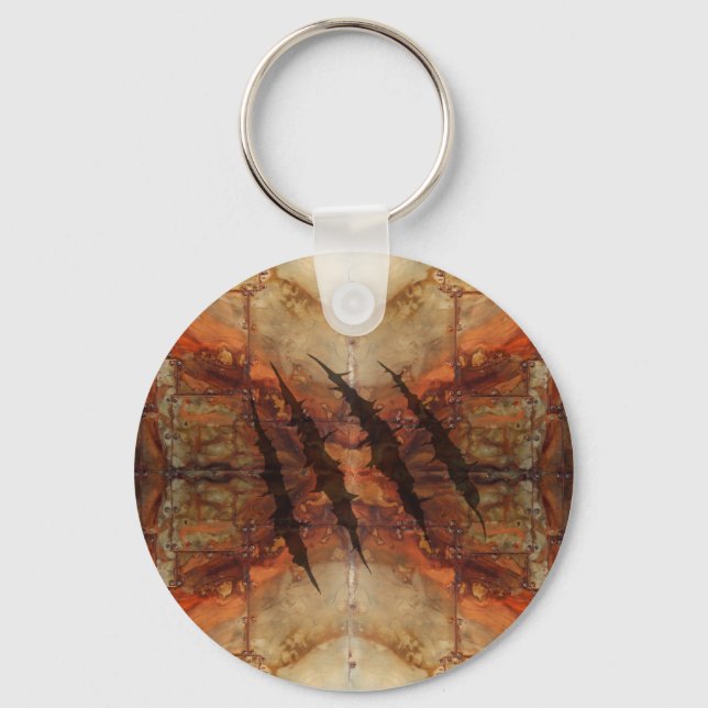 Rusted Metal Claw Rip Pattern Keychain (Front)