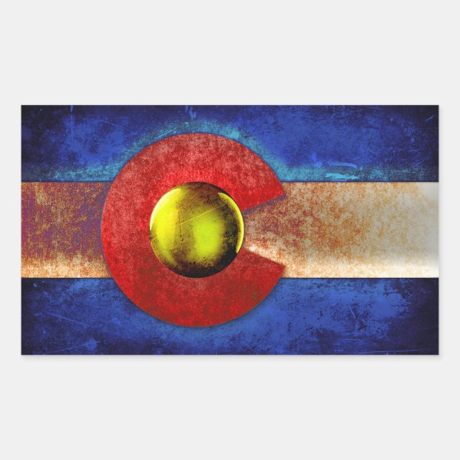 Rusted Metal Colorado Flag Sticker (Front)