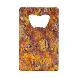Rusted metal surface credit card bottle opener