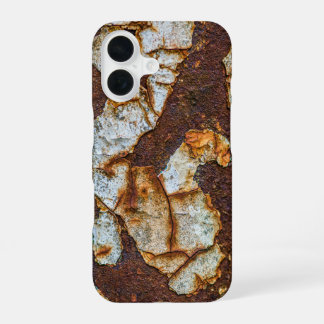 Rusted metal surface with peeling iPhone 16 case