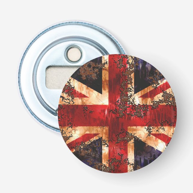 Rusted Patriotic United Kingdom Flag Bottle Opener (Front)
