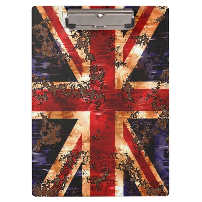 Rusted Patriotic United Kingdom Flag Clipboard (Front)
