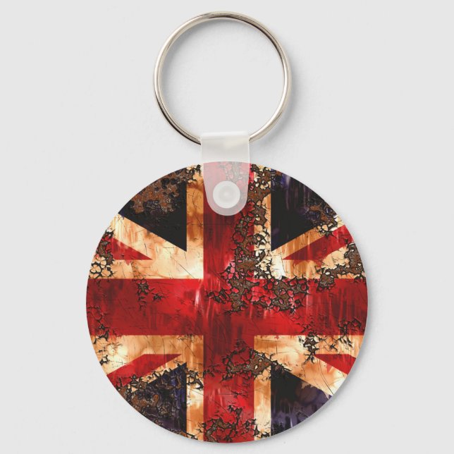 Rusted Patriotic United Kingdom Flag Keychain (Front)