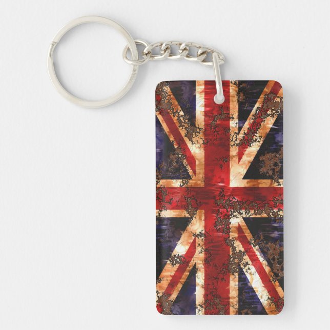 Rusted Patriotic United Kingdom Flag Keychain (Front)