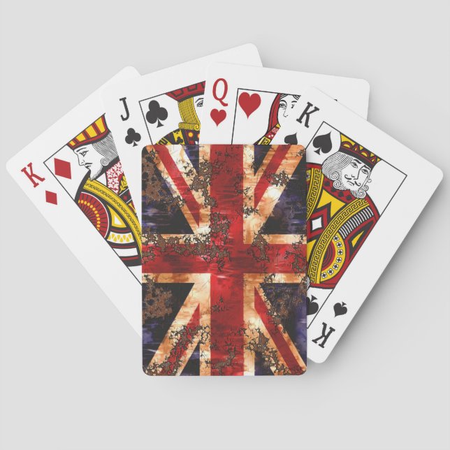 Rusted Patriotic United Kingdom Flag Playing Cards (Back)