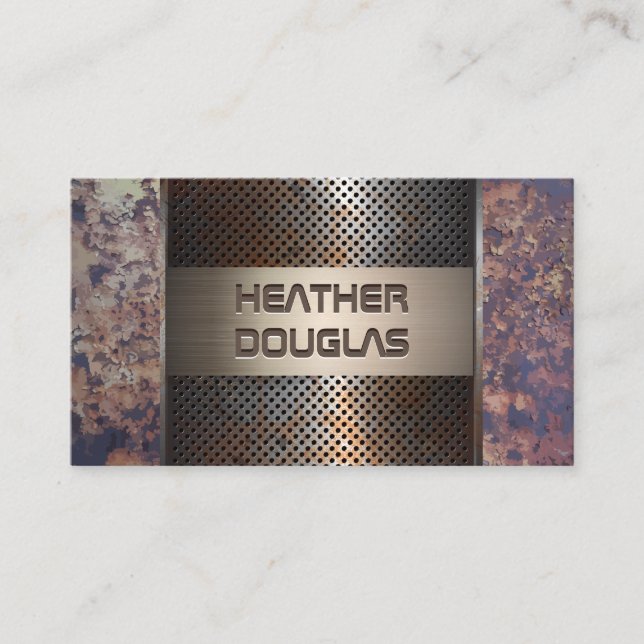 Rusted Perforated Metal | Vintage Background Business Card (Front)