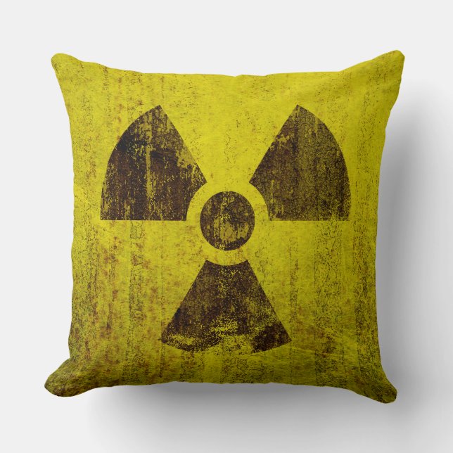 Rusted Radioactive Symbol Throw Pillow (Front)
