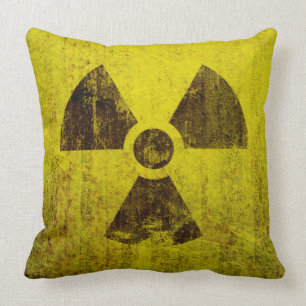Rusted Radioactive Symbol Throw Pillow