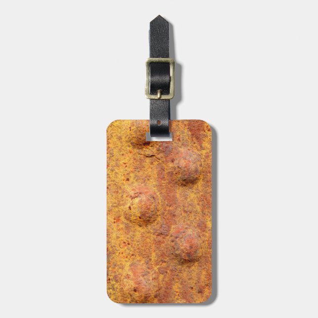 Rusted Rivetted Metal Luggage Tag (Front Vertical)