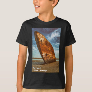 Rusted Shipwreck beached or stranded on a beach T-Shirt