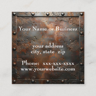 Rusted steel plate square business card