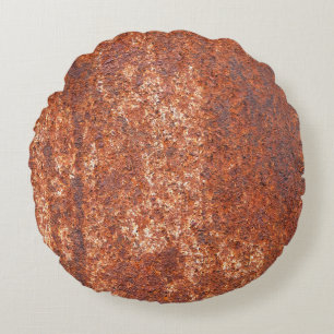 Rusted steel texture, abstract background. round pillow