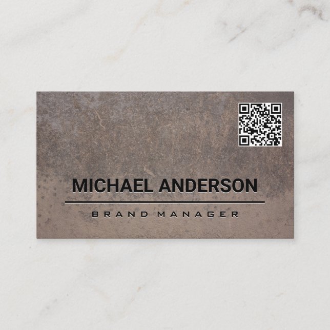 Rusted Texture Metal | QR Code Business Card (Front)
