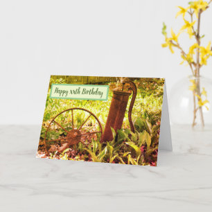 Rusted Things Flower Garden Personalized Birthday  Card