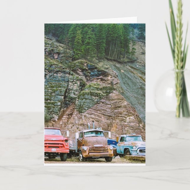 Rusted Trucks Folded Greeting Card (Front)