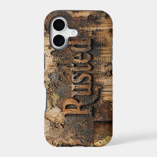 Rusted Typography on Grungy Industrial Wall
