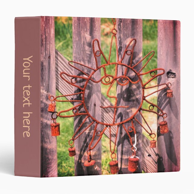 Rusted Wire Sun Face Lawn Decoration Personalized Binder (Front/Spine)