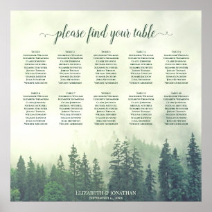 Rustic 10 Table Foggy Green Pines Seating Chart