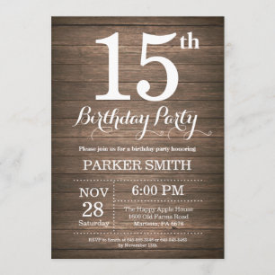 Rustic 15th Birthday Invitation