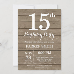 Rustic 15th Birthday Invitation