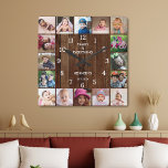 Rustic 16 Photo Collage Family Quote Pallet Wood  Square Wall Clock<br><div class="desc">Create your own photo collage wall clock with 16 of your favourite pictures. The photo frame clock helps you treasure your special moments and also makes a thoughtful gift for parents, grandparents and friends. The personalized family clock makes it a perfect gift for all occasions. Personalize with family name and...</div>