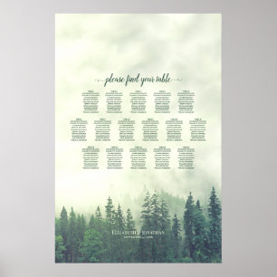 Rustic 16 Table Green Forest Wedding Seating Chart