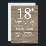 Rustic 18th Birthday Invitation<br><div class="desc">Rustic 18th Birthday Invitation. Rustic Wood Background. Vintage Retro Birthday. Adult Birthday. Men or Women Bday Invite. 13th 15th 16th 18th 20th 21st 30th 40th 50th 60th 70th 80th 90th 100th, Any age. For further customization, please click the "Customize it" button and use our design tool to modify this template....</div>