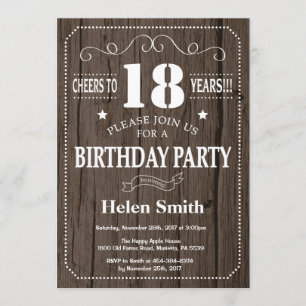 Rustic 18th Birthday Invitation