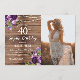 Rustic 21st 30th 40th Birthday Party Wood Photo Invitation